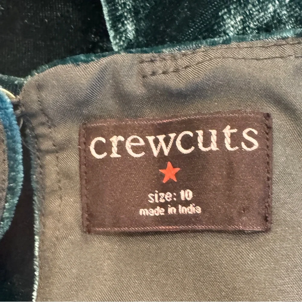 Crewcuts Girls' Smocked Velvet dress Green 10